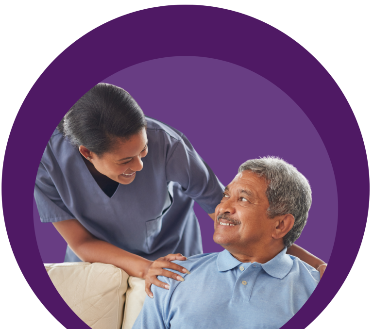 Services overview infographic | Patient with family and caregiver