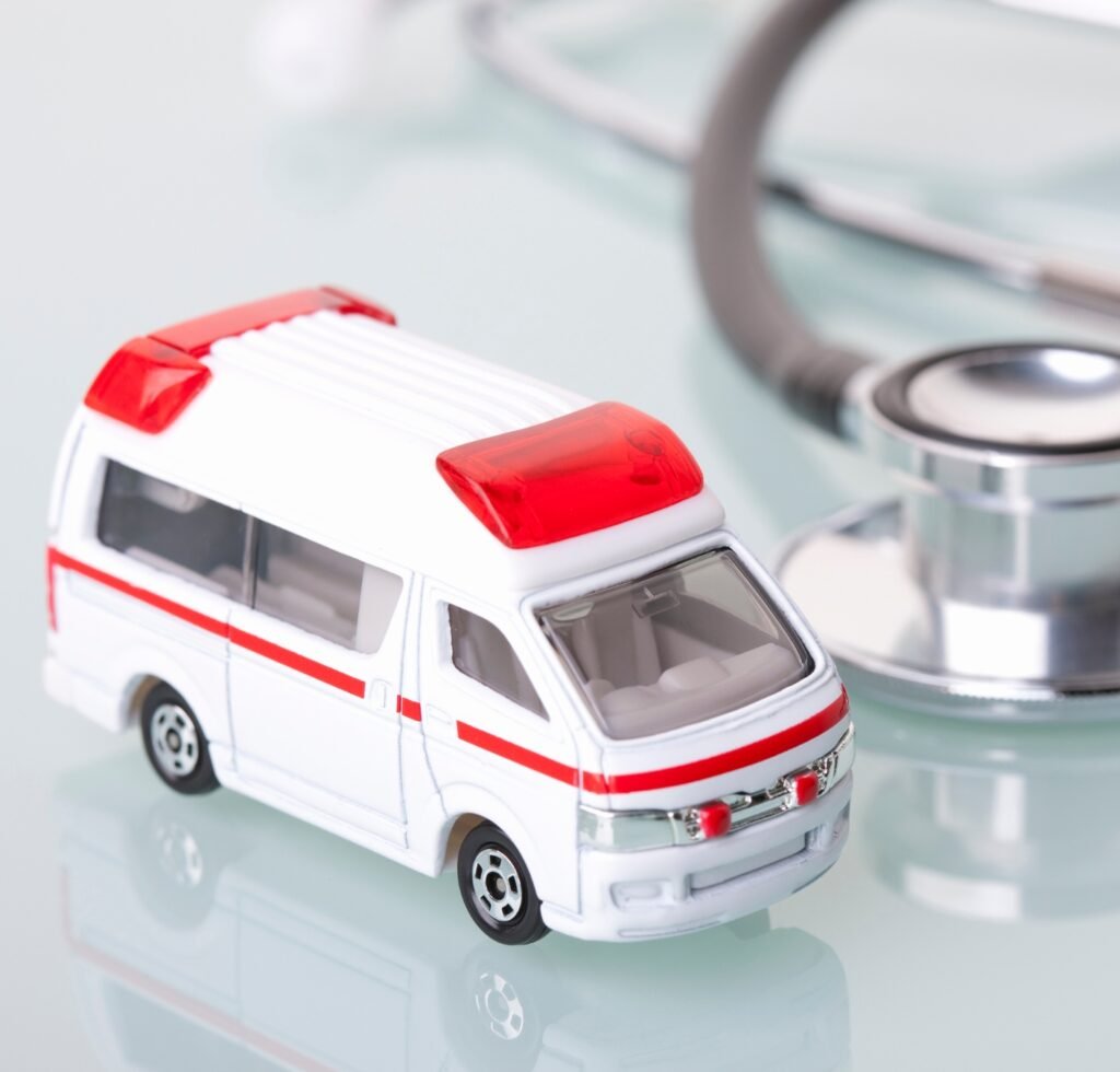 "Ambulance arriving at home Care247 team coordinating emergency"